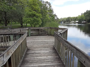 fishing deck along hillsborough river at lowry park